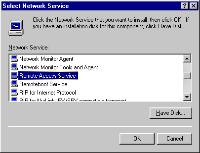 Selecting Remote Access Service