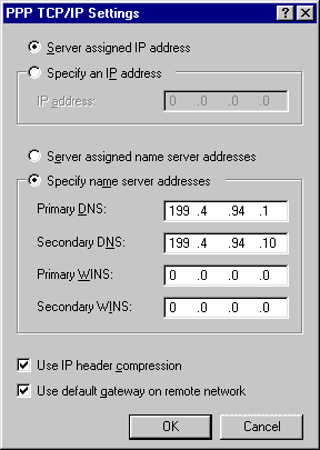 TCP/IP Settings Window