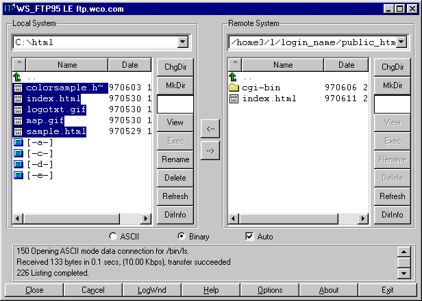 Main WSFTP Screen